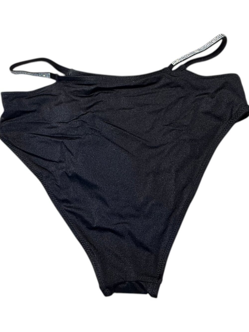 Victoria's Secret Size 32D Black Bikini Set Rhinestone Strap NWT, minor defect